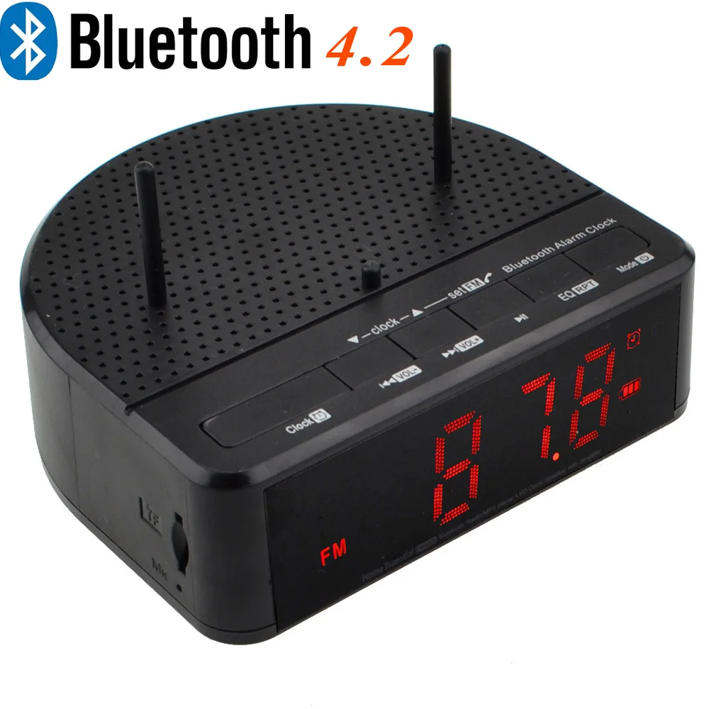 

Mini Desktop Bluetooth Speaker Wireless Hifi Stereo Music Player Support Alarm Clock FM radio Time Display TF Parlante