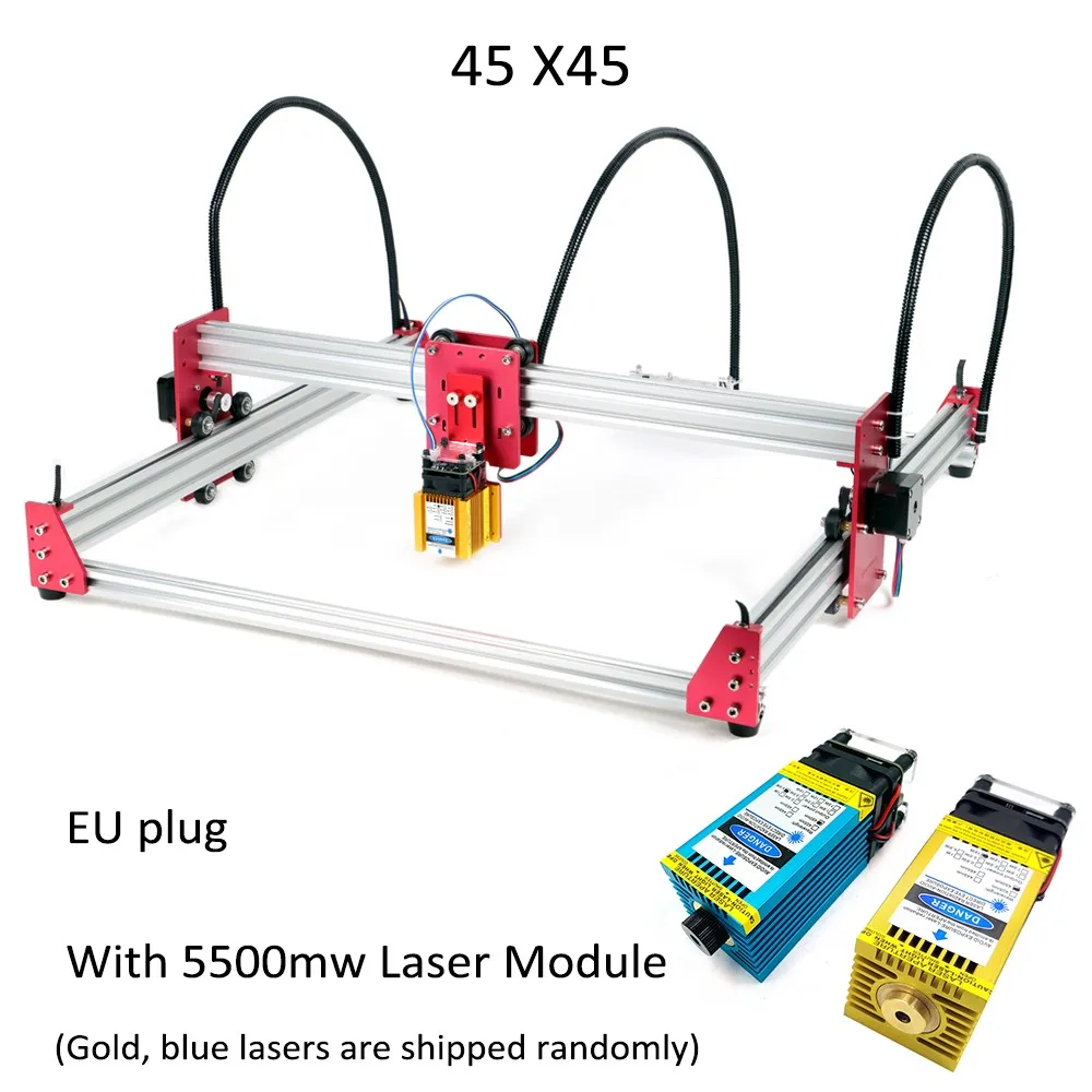 45*45 см мини ЧПУ лазерная гравировальная машина DC 12 В DIY гравер 500 МВт/2500 мвт/5500 МВт/15 Вт Настольный по дереву маршрутизатор/резак/принтер+ лазер - Цвет: with 5500 MW laser