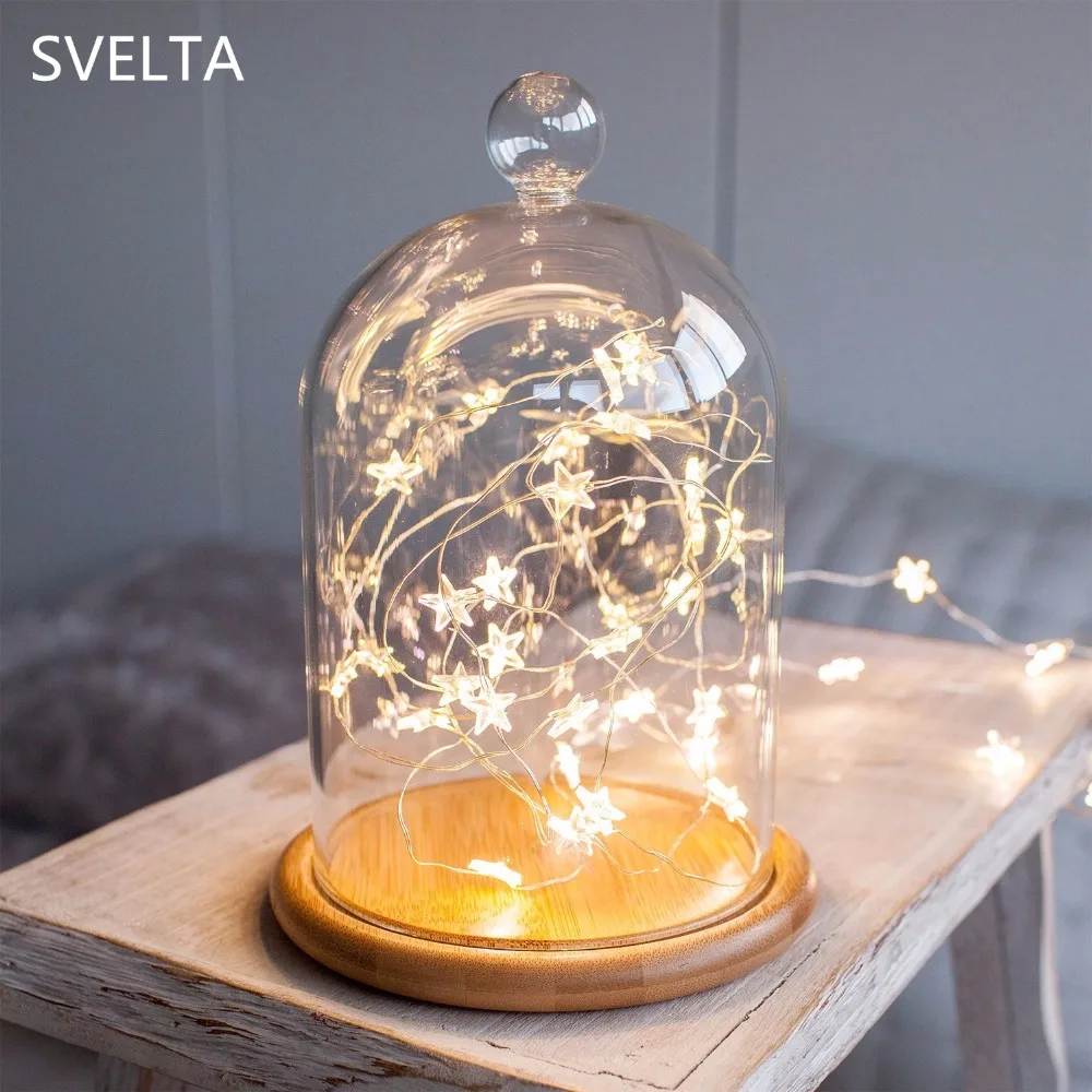 

SVELTA 3M 30 Stars Copper Wire LED String Lights Garland Battery Powered Led Light Decoration For Home Holiday Party Gerlyanda