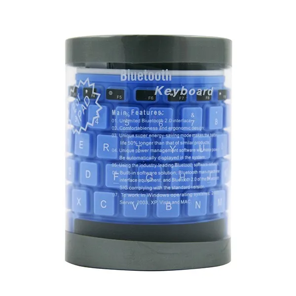 Портативная Bluetooth клавиатура Гибкая водостойкая Мягкая силиконовая мини игровая клавиатура для планшетного компьютера ноутбука ПК - Цвет: Синий