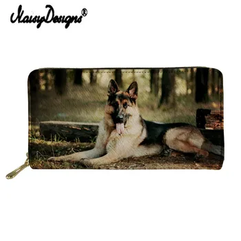 

German Shepherd Animal Prints Women Purse Ladies's Famous Brand Money Card Holders Wallet Long Leather Girls Male Zipper Clutch