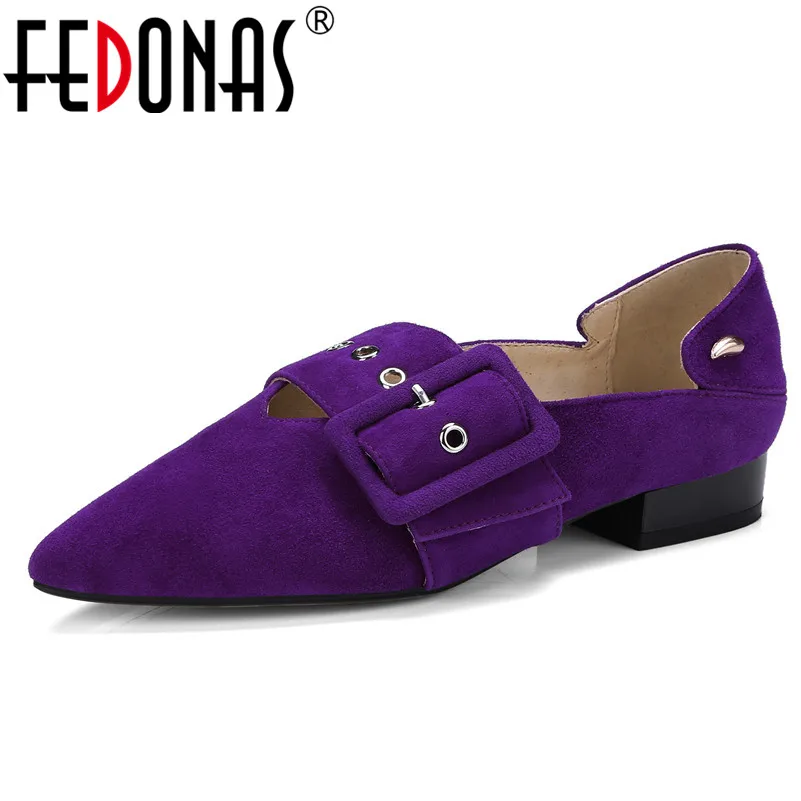 

FEDONAS New Brand Women Basic Pumps Suede Leather Square Heels Casual Shoes Office Spring Autumn Pumps Buckle Shoes Woman