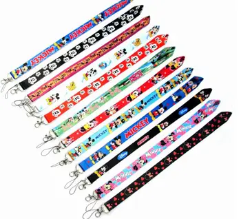 

LOT 50pcs cartoon 12 design mickey minnie color Key Lanyard Badge ID Cards Holders Neck Straps with Keyring Gifts Party Favors