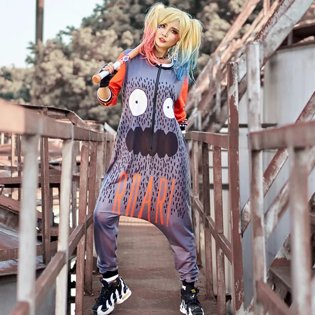 

Winter New Women Jumpsuits Sexy Zippers DJ Rock Hip Hop Pants Women Cartoon Dot Long Sleeve Jumpsuits Streetwear