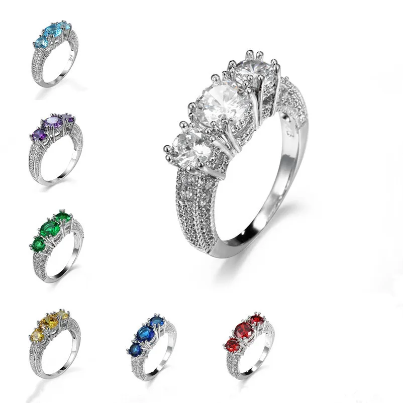Роскошное женское белое свадебное кольцо, набор, модное 925 пробы Серебряное ювелирное изделие с фианитом, обручальные кольца для женщин