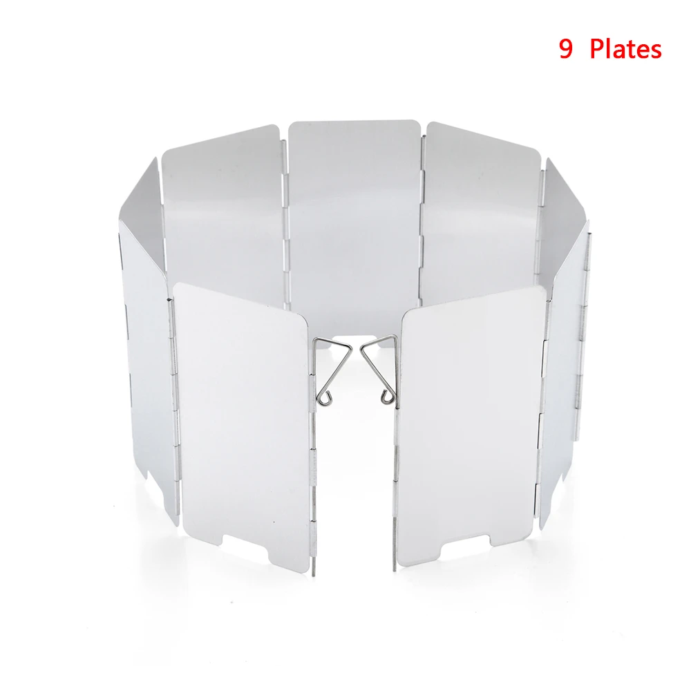 Camping Cooking Supplies 9Plate Foldable Stove Windshield Outdoor Camp