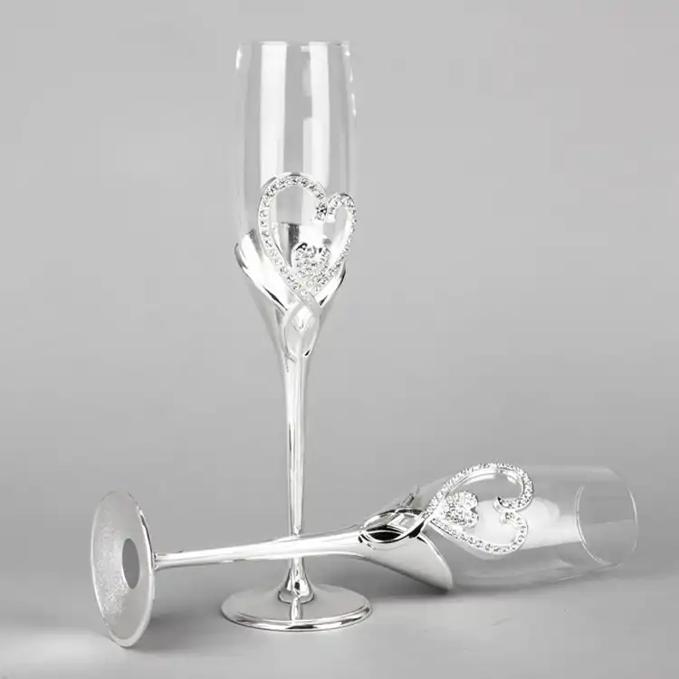Crystal Heart Wedding Champagne Glasses Pair Champagne Flutes Wine Glasses Wedding Gift Wedding Decorations Aliexpress
