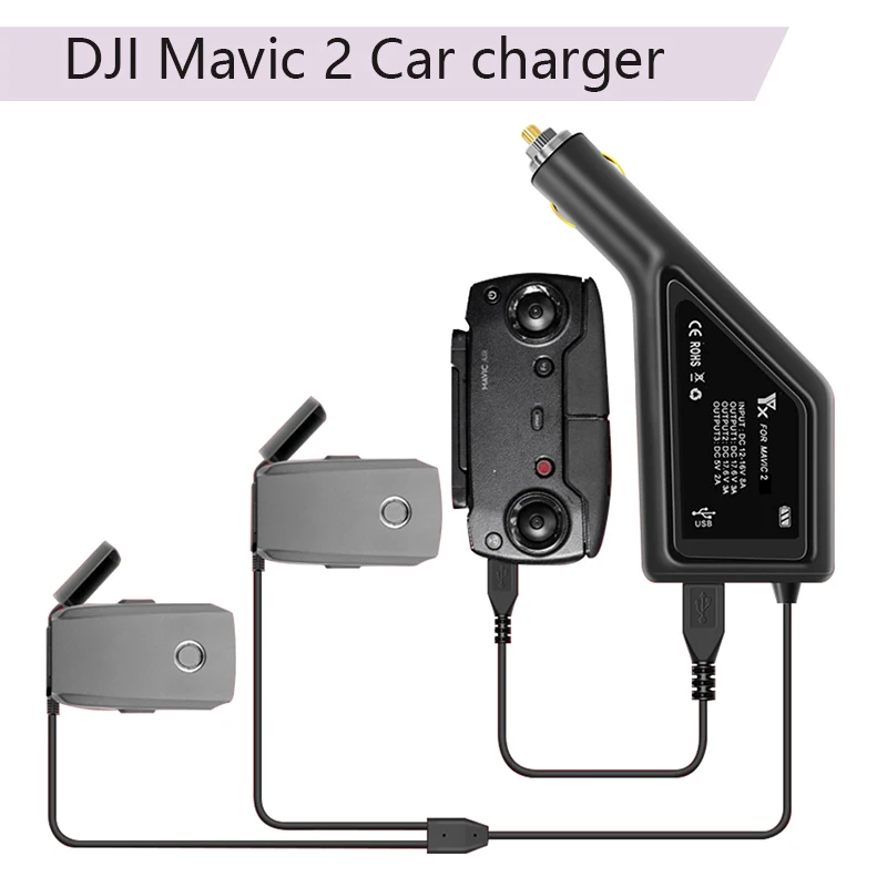 Car Charger for DJI Mavic 2 Battery 3 in 1 Fast Charging Adapter for Flight Battery Remote