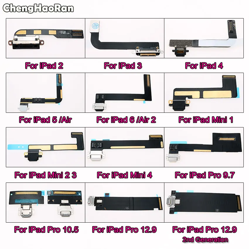 ChengHaoRan USB Зарядное устройство Разъем Мощность зарядки Порты и разъёмы Разъем гибкий кабель для iPad 2/3/4 5 6 iPad Air 2 Mini 1 2 3 4 Pro 9,7 10,5 12,9