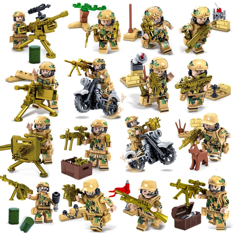 

Military WW2 Soilder Figure Building Blocks Sets Guns City Police Tank Custom Toys Mini Compatible LegoINGlys Army Weapon Bricks