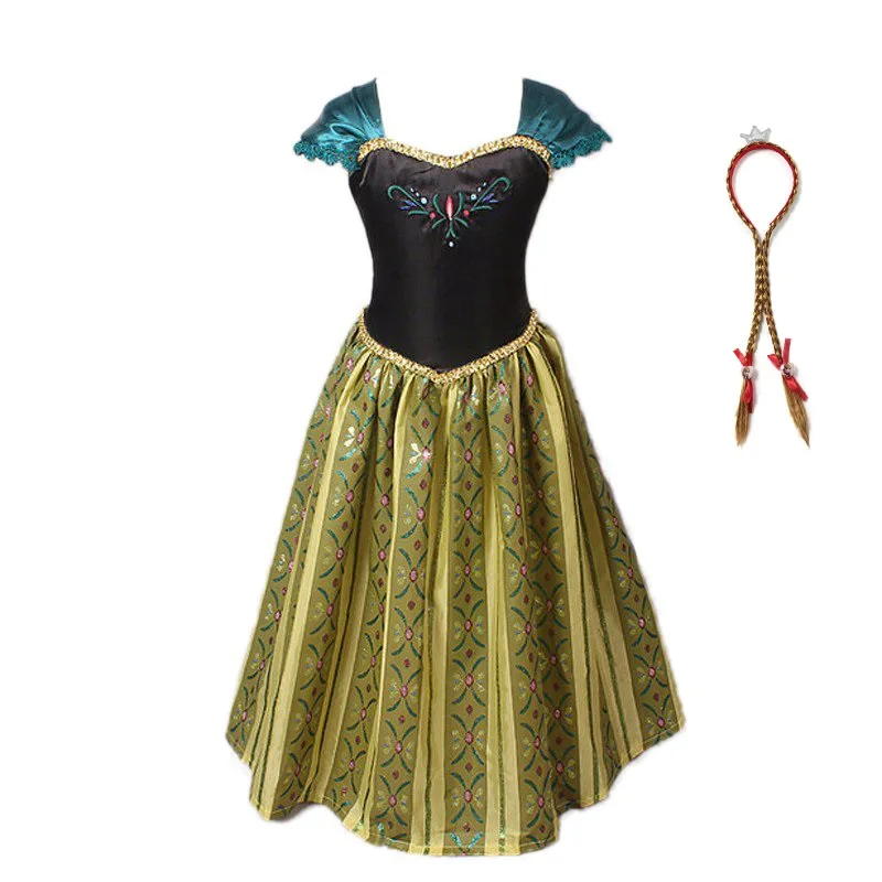 MUABABY нарядный костюм Анны для девочек; Детские вечерние бальные костюмы принцессы Анны для коронации на Хэллоуин; летняя одежда для девочек - Цвет: Anna Dress 02 Set 02