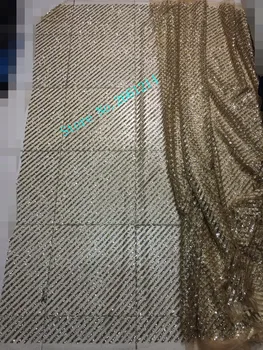 

high quality glued glitter African tulle net lace fabric BZL-42402-2 in gold color