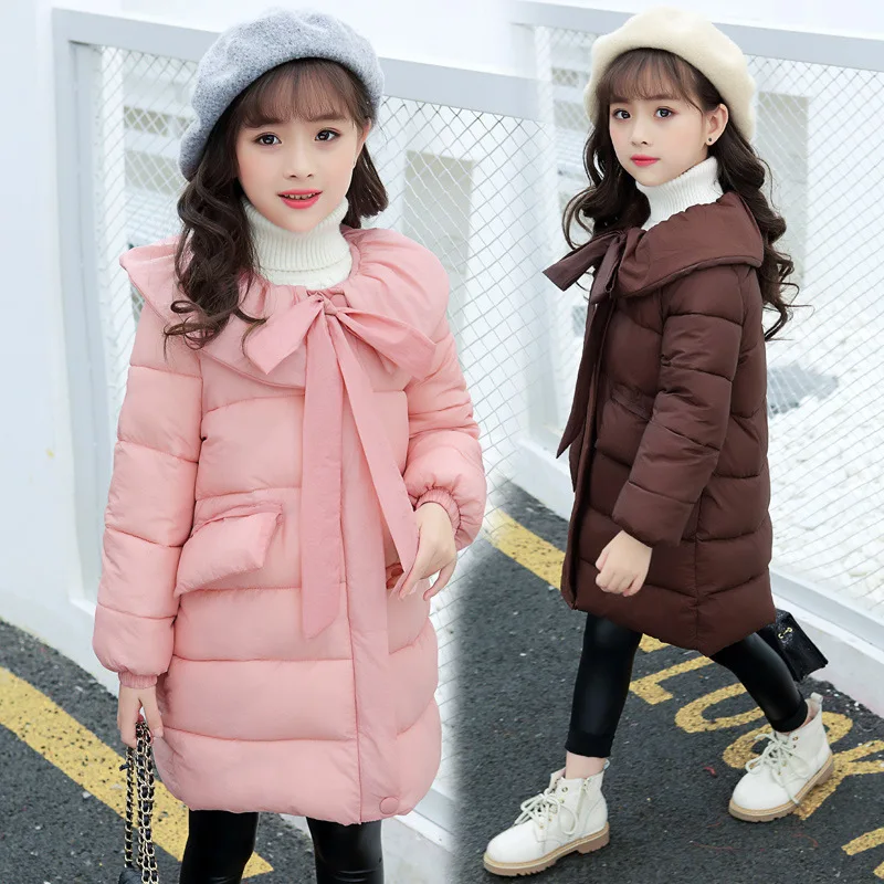 

New 2019 Children Little Girls Winter Ruffles Collar Warm Thick Long Padded Down Jacket Coat For Girls Kids Outwear Coat Clothes