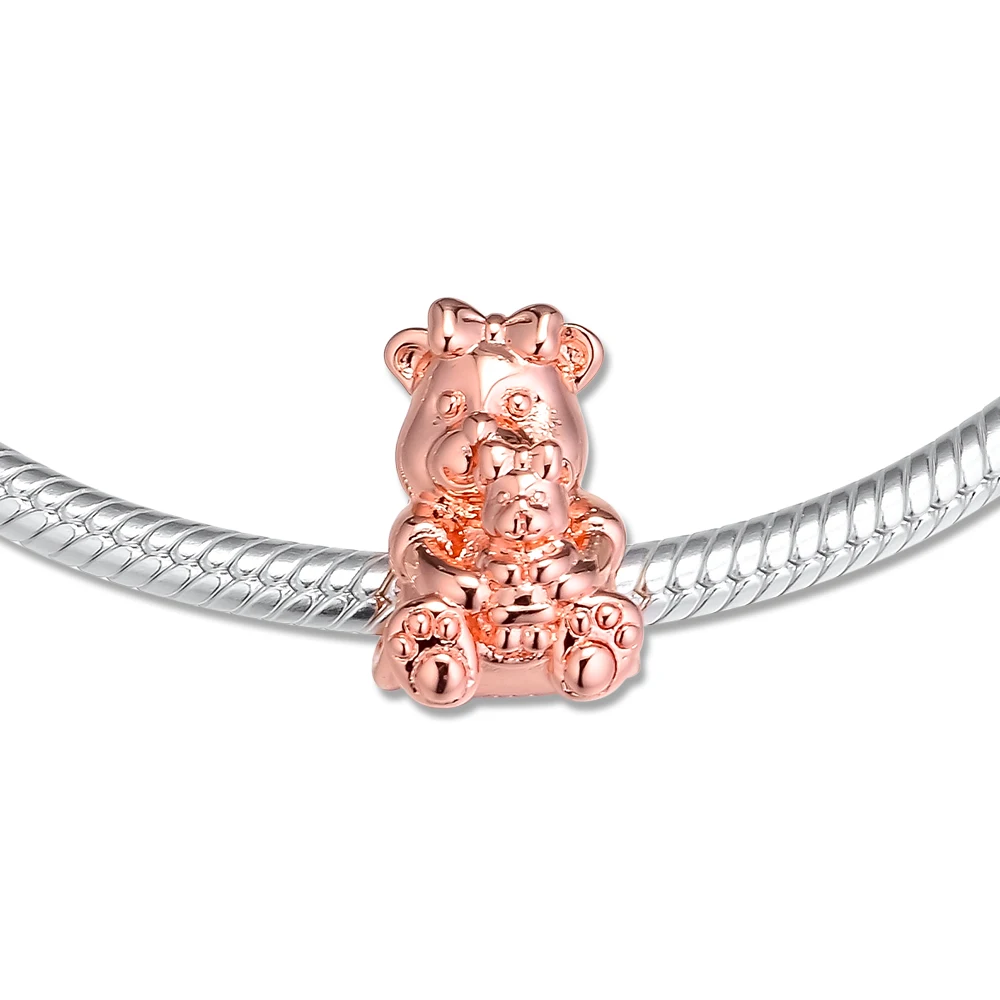 

Fits for Pandora Beads Bracelets Dora Bear Rose Charms 100% 925 Sterling Silver Jewelry Free Shipping
