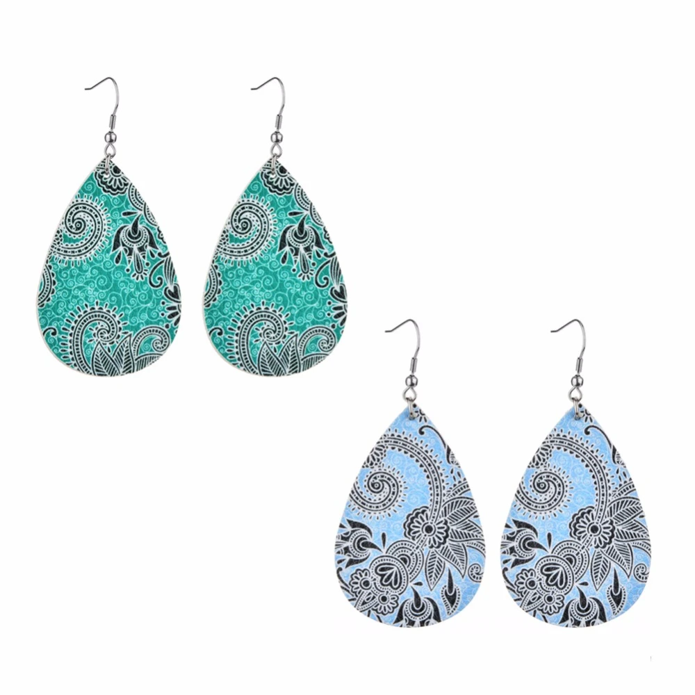 V ear wires summer fashion, supple soft leather earrings lightweight Turquoise Crescent Moon Leather Fringe Earrings