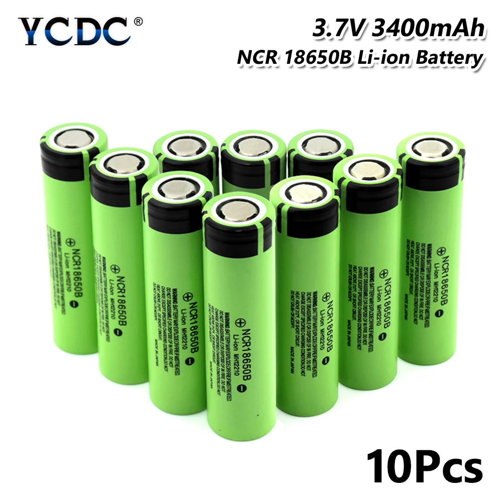 1/2/4/6/8/10 шт YCDC 3,7 V Вольт зеленый плоский NRC 18650B 3400mAh литий-ионные аккумуляторы для фонарь, мини-вентилятор, внешний аккумулятор, игрушки - Цвет: 10 pieces