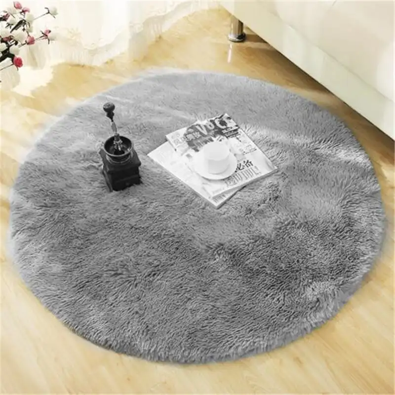 Fluffy Round Rug Carpets For Living Room Decor Faux Fur Rugs Kids Room Long Plush Rugs For Bedroom Shaggy Area Rug Modern Mats