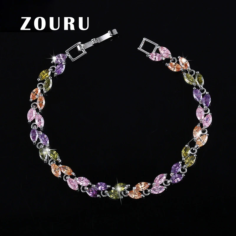 

ZOURU Brand High Quality White Gold Plating Shinning Stone AAA CZ Paved Love Trendy Bracelet &Bangles Bijoux Femme Free Shipping