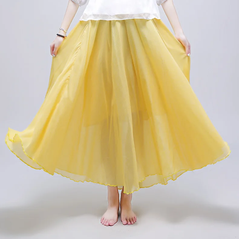 

2019 High Waist Two layer Women Summer Pleated Long Skirts Saia Cotton And Linen Women Pink Maxi Skirt Faldas Jupe Femme
