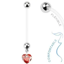 Heart Pregnancy Maternity Flexible Jeweled Belly Ring With Heart Star CZ Gem Charm Navel Ring Piercing Body Woman Summer Jewelry