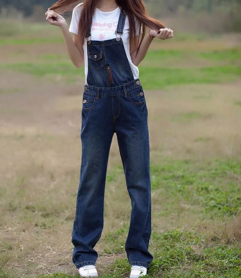 

Free Shipping 2013 New Arrival Fashion Plus Size 6XL Denim Bib Pants Loose Suspenders Jeans Trousers For Women Rompers Overalls