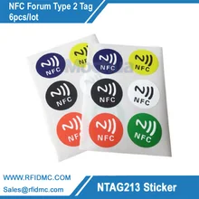 NFC наклейки универсальные этикетки Ntag213 для всех NFC с поддержкой phones-6pcs/лот