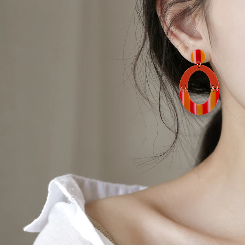 Guanlong Classic Dangle Fashion Acrylic Earrings Women Statement Big Long Circle Geometric Resin Dangling Earring Metal Jewelry (6)