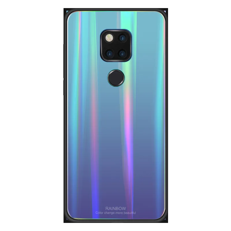 Чехол с градиентом Авроры для телефона Huawei Mate 20 мягкий чехол из ТПУ и стекла