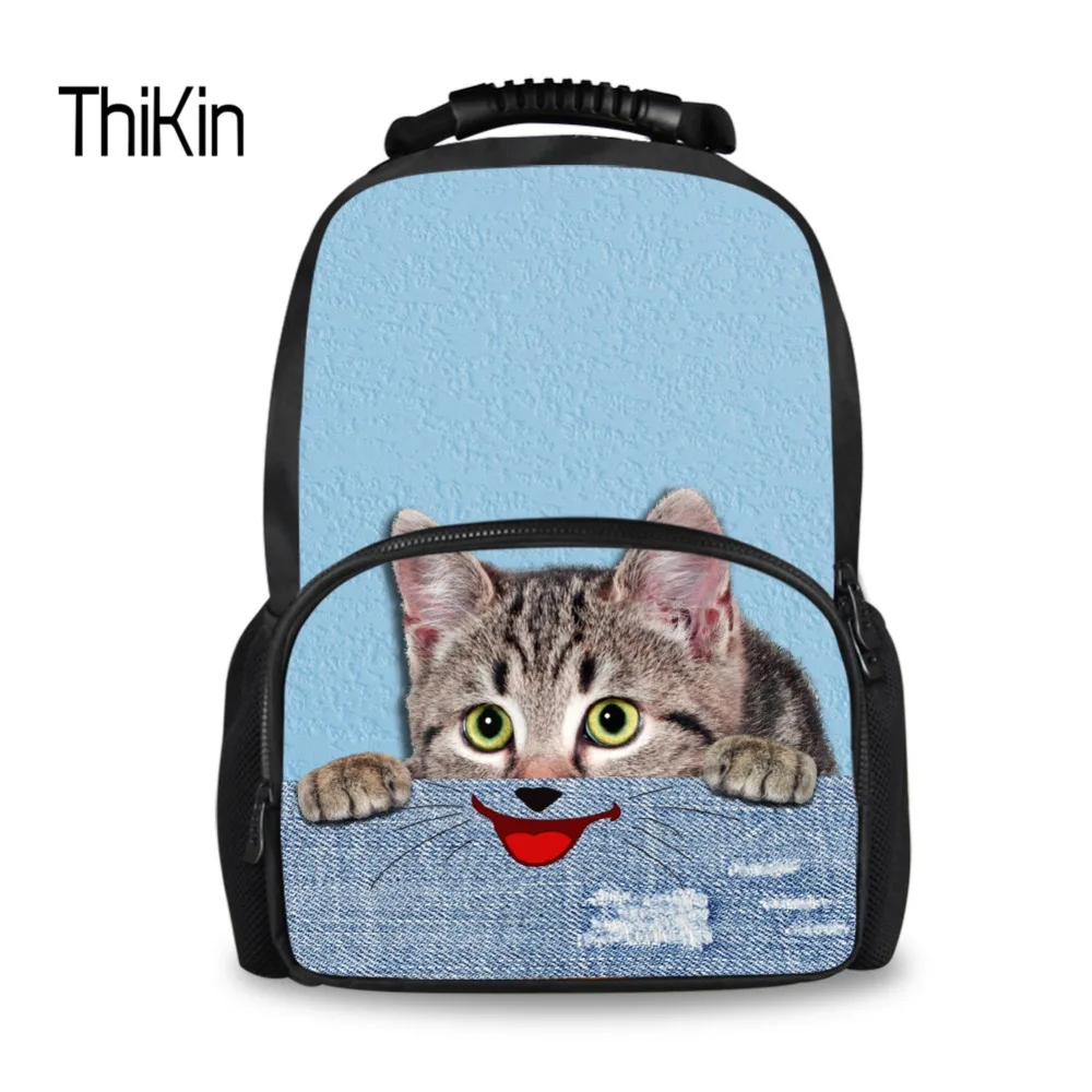 THIKIN Animal Cat Printing Backpack Women Cute Daily Backpacks For