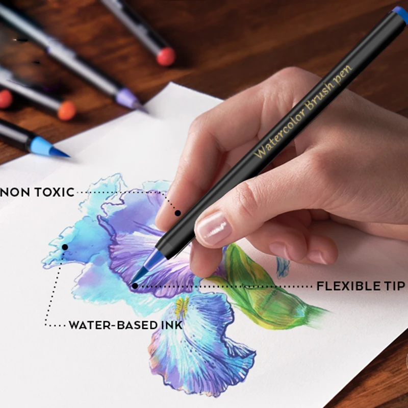 Акварельная кисть, ручка, 48 цветов, маркеры, кисть для каллиграфии, раскраска, рисунок Oen, акварельный художественный маркер