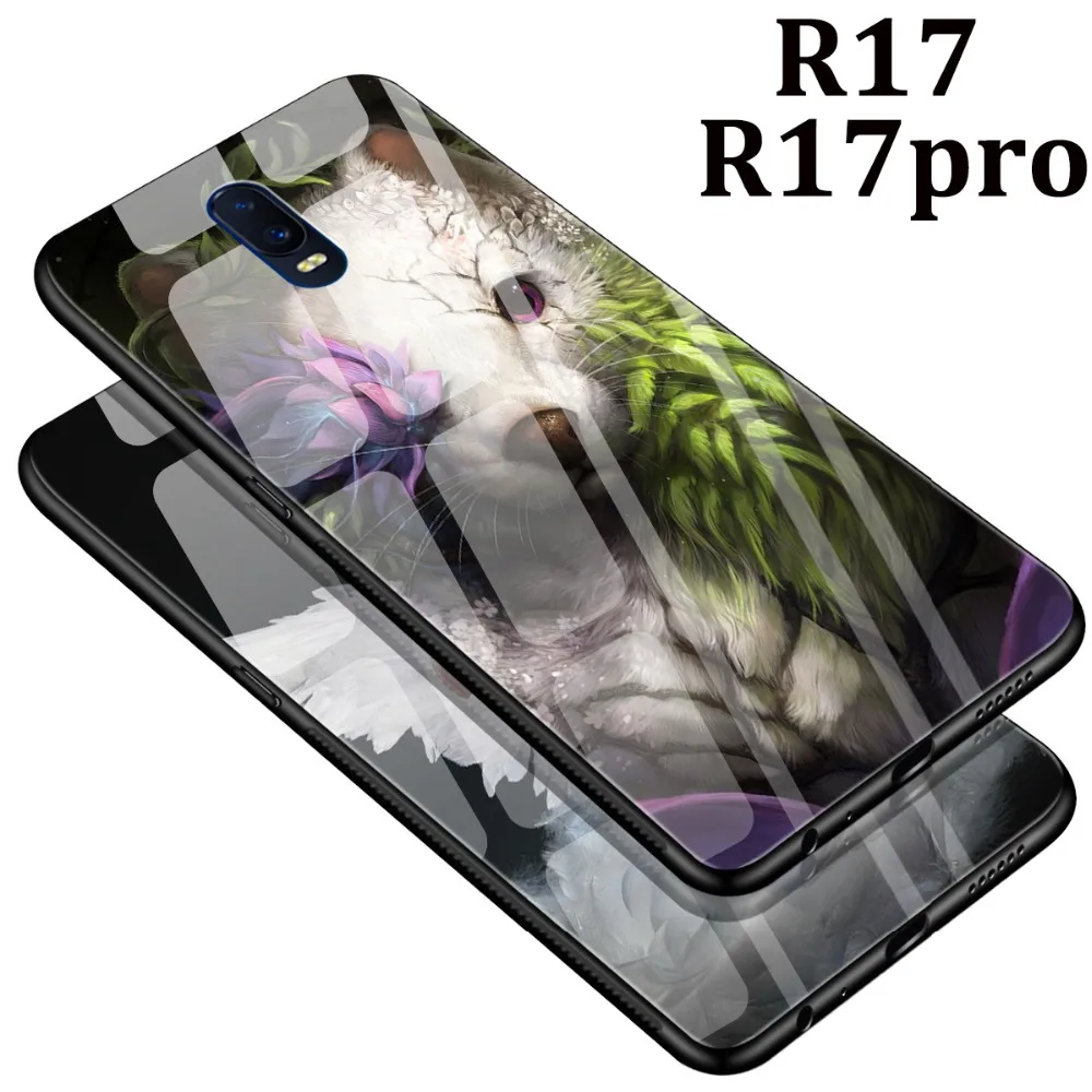 Роскошный ТПУ + закаленное стекло задняя крышка чехол для OPPO R17 Защитные чехлы pro