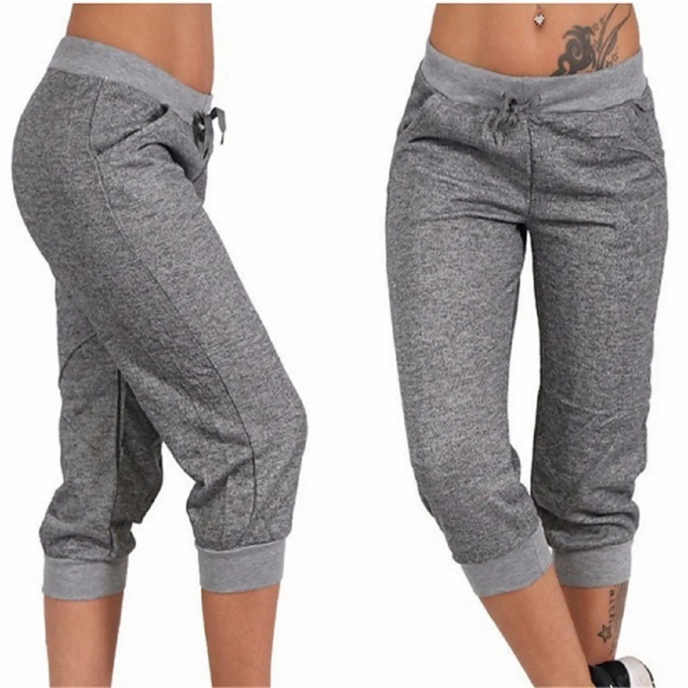Women Casual Cropped Trousers Summer Pockets Joggers Harem Pants Female Capri Pants Calf-Length Drawstring Street Wear mujer Women Casual Cropped Trousers Summer Pockets Joggers Harem Pants Female Capri Pants Calf-Length Drawstring Street Wear mujer