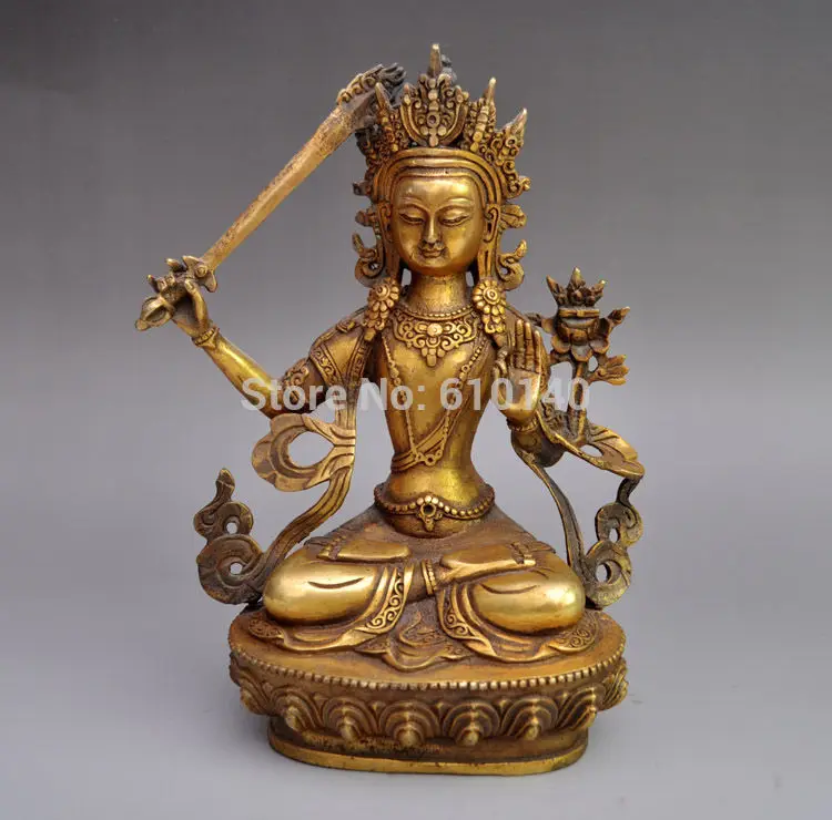 

Chinese Folk Culture Handmade Old Brass Bronze Statue Sakyamuni Buddha Sculpture