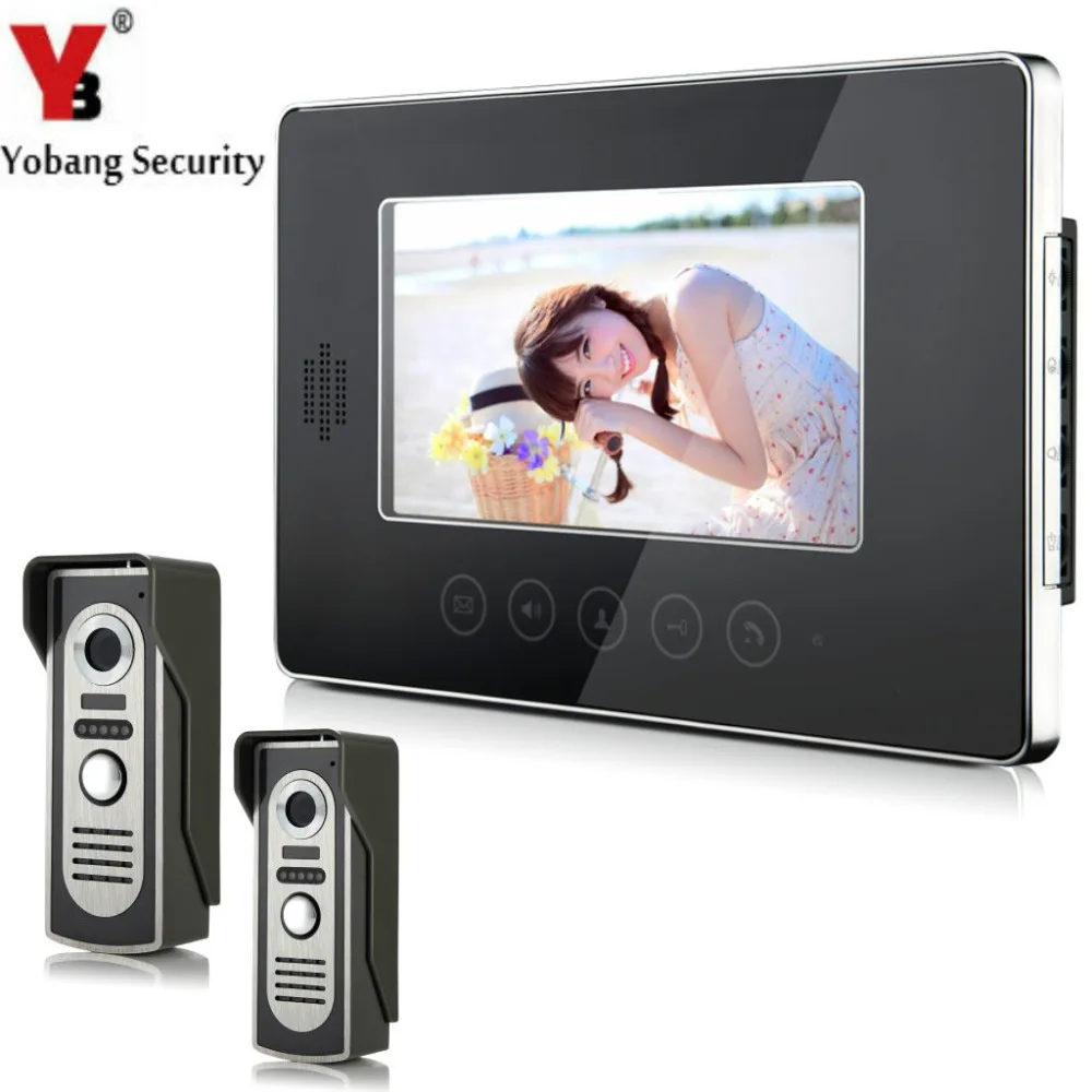 

YobangSecurity Wired Video Door Phone Intercom 7"Inch LCD Video Doorbell Camera System 2 Camera 1 Monitor For Apartment House