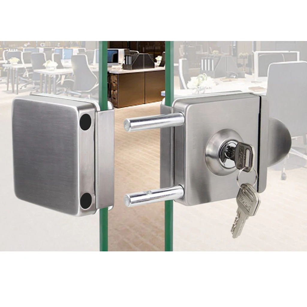 New Stainless Steel Double Glass Door Sliding Door Lock with Handle No Punching Easy to Install 10mm-12mm