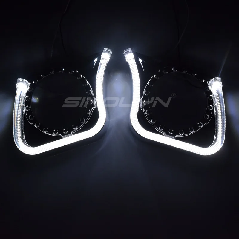 U-образный квадратный ангельский глаз Halo интегрированный ободок кожухи маски светодиодный светильник дневного света для Q5 3,0 ''WST Биксеноновые линзы проектора