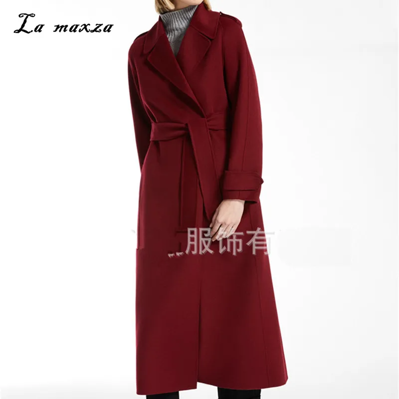 

2018 Elegant Women Winter Wool Warm Long Coat Korean Style Office Fashion Sexy Coat