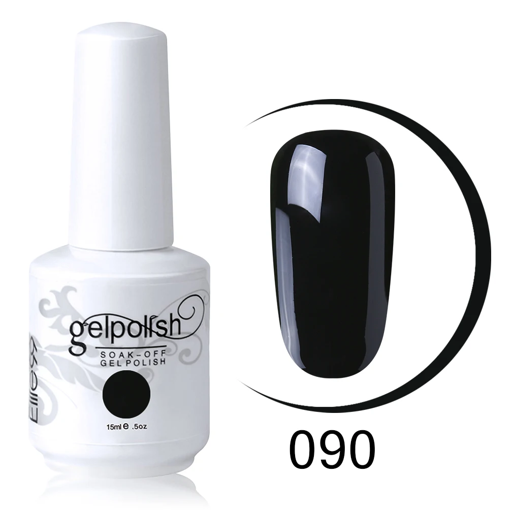 Elite99 15ml Soak Off Nail Gel Polish Semi Permanent Nail Art Manicure Gel Varnish Top Base Coat Needed Lacquer Gel For Nail - Color: 090