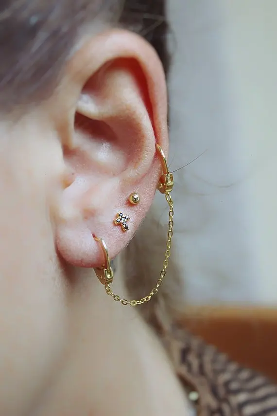 1 шт., 925 пробы в стиле панк, серебряные наручники, серьги-гвоздики для женщин, девушек, для вечеринки, серебряные 925, серьги с двойным отверстием, серьги, ювелирное изделие