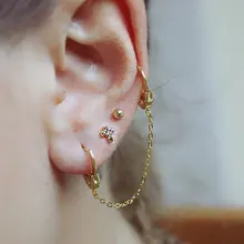 1 шт., 925 пробы в стиле панк, серебряные наручники, серьги-гвоздики для женщин, девушек, для вечеринки, серебряные 925, серьги с двойным отверстием, серьги, ювелирное изделие