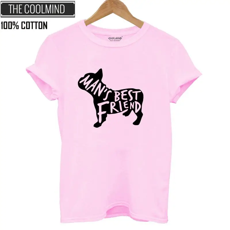 COOLMIND QI0264B хлопок, летняя женская футболка с принтом французского бульдога, Повседневная футболка с коротким рукавом, Женская крутая футболка, футболки