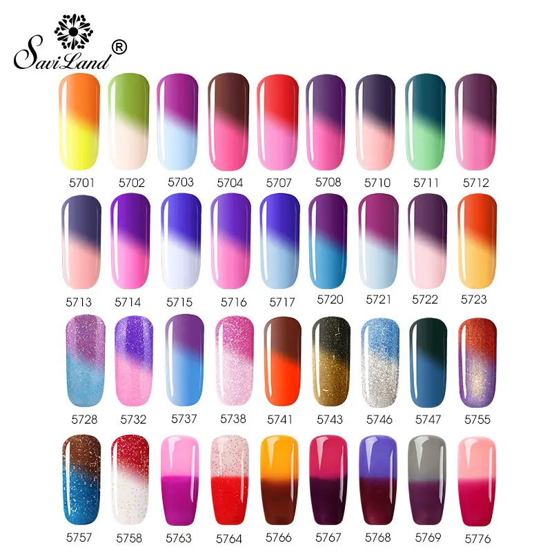 Saviland Permanent Temperature Changing Hybrid Gel Varnish Thermal UV Gel Nail Polish Chameleon Art