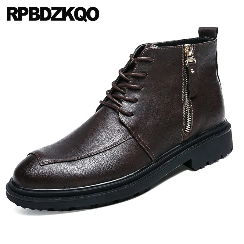 

Pointed Toe Designer Mens Zipper Dress Boots Short Booties 2018 Lace Up Fall Black Formal Outdoor Shoes High Top Autumn Party