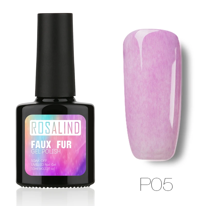 ROSALIND 10 мл эффект искусственного меха P01-12 Гель-лак для ногтей Дизайн ногтей Гель-лак для ногтей 3D УФ светодиодный долговечный Гель-лак - Цвет: P05