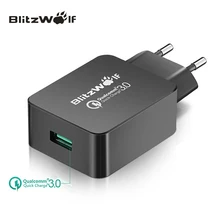 BlitzWolf Travel Wall Charger Quick Charge 3.0 USB Charger Adapter EU Plug 18W Universal Mobile Phone Charger For Iphone 7 6 6s