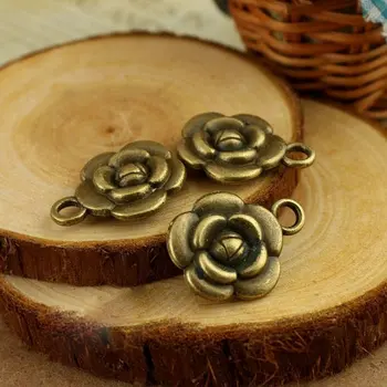 

Free shipping!!!Bronze Plated rose flower alloy Charm Pendants 23x18x5mm