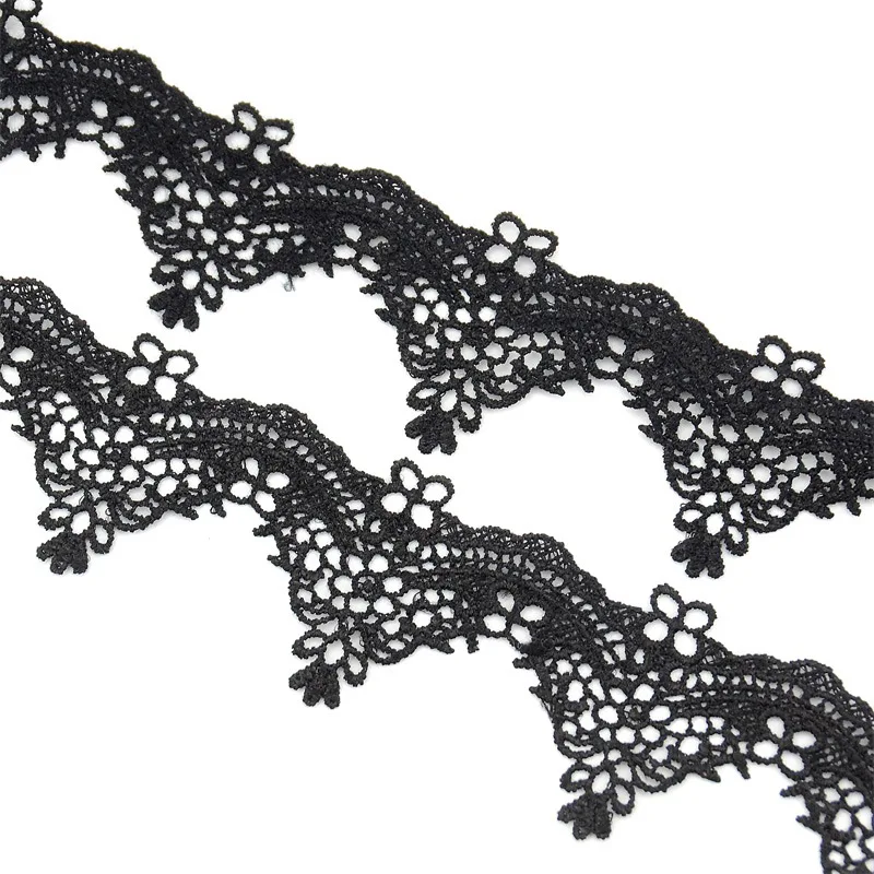 1 ярд/лот дешевая черная лента кружевная ткань для свадебных украшения для самодельного изготовления аппликация вышивка шитьё отделка одежды поставки - Цвет: black