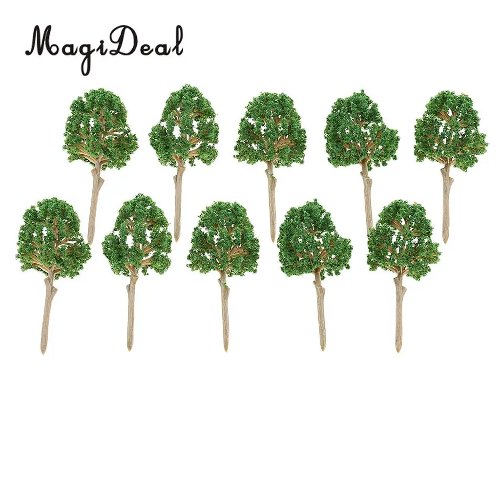 MagiDeal 10Pcs Sand Table Model Building Scale Tree Plant Miniature for Tailway Tailroad Train Track Park Garden Scenery Toys