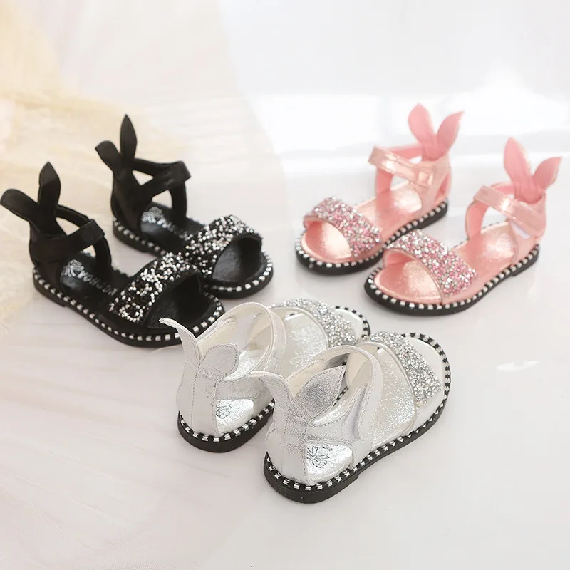 

2018 high quality summer Rhinestone fashion children sandals soft leather rubber kids shoes hot sales fashion girls toddlers