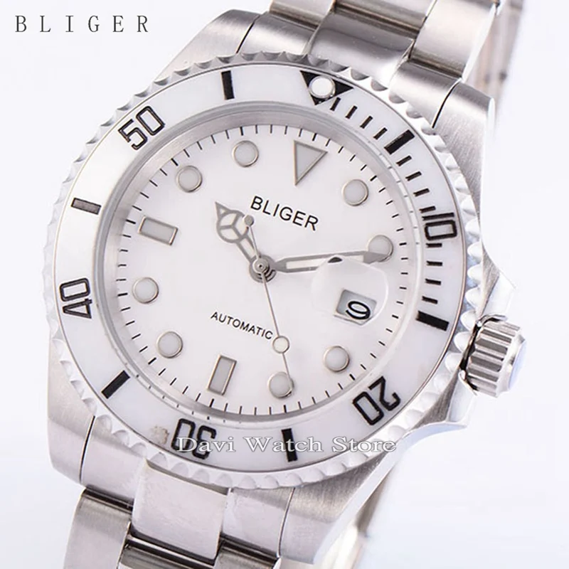 

40mm Bliger Date Day Ceramic Bezel Luminous Sapphire Automatic Men's Watch